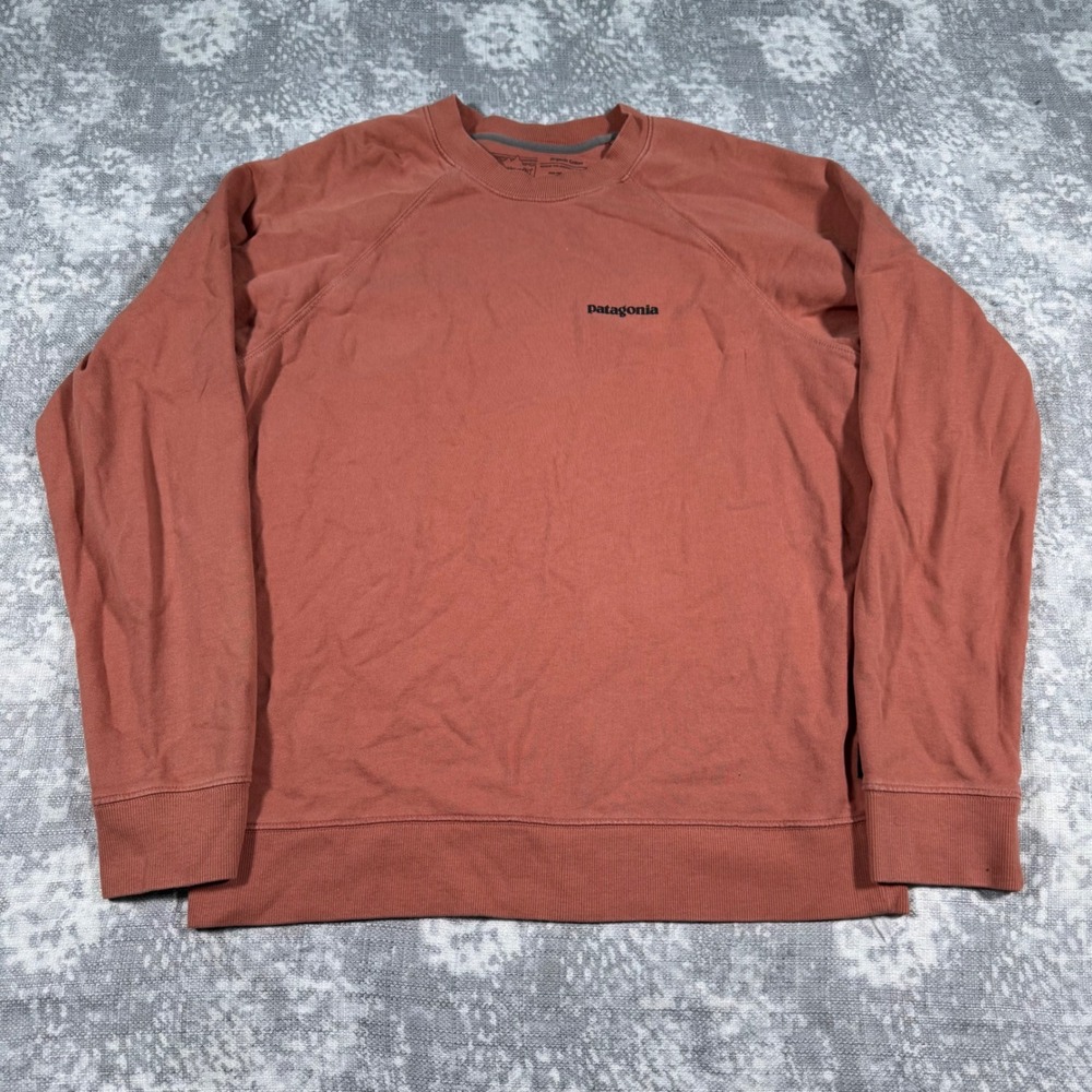 Patagonia P-6 Logo Sweatshirt Mens Medium Red Terracotta Organic Cotton Pullover - Picture 2 of 10